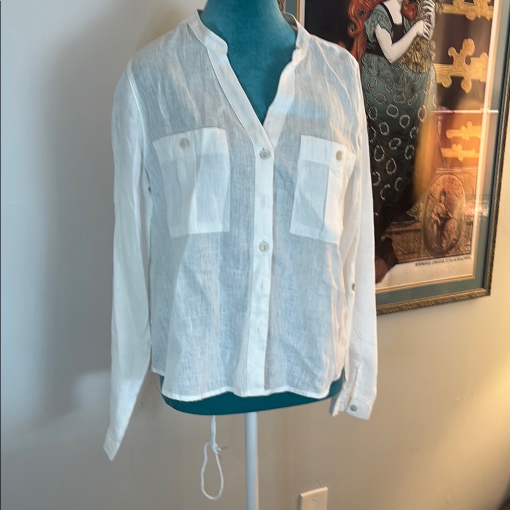 White Button-Up Linen Shirt